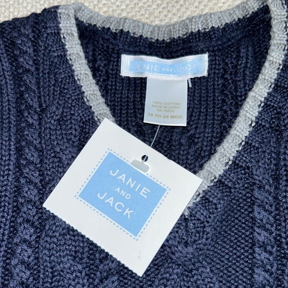 Janie & Jack Navy/Gray Sweater Vest - Picture 2 of 4